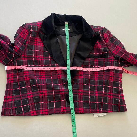 BlackMilk Jacket Womens Velvet Cropped Blazer Tartan Holiday Dressy Evening NWT - Picture 7 of 8